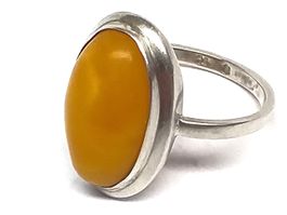 Vintage Silber Ring 800 + MP Bernstein Butterscotch Gr. 54