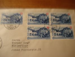 Briefsatz Pro Patria 1948, gelaufen. o Winterthur 6.8.1948