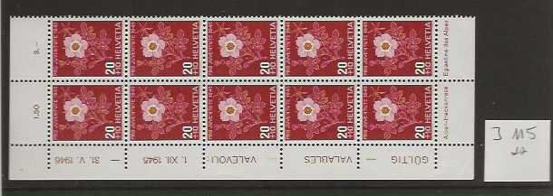 Tutti i francobolli: timbre Pro Juventute J115 ** bande de 10 – Nuovo (secondo la descrizione) da Sorvilier venduto da carose01
