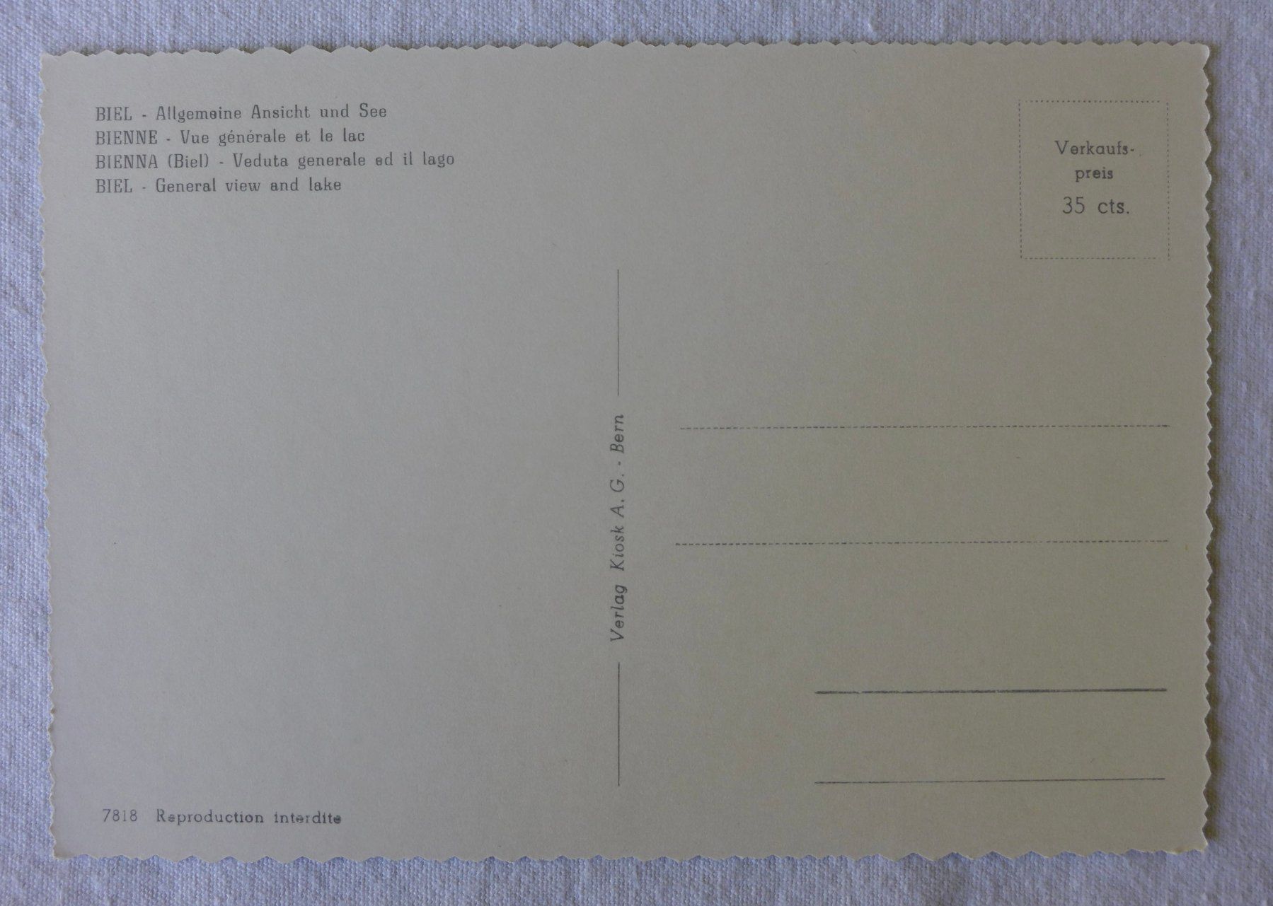 Cartoline postali: AK BIEL BE, allgemeine Ansicht mit See, Bahn – Usato da Wallisellen venduto da aloa09 1