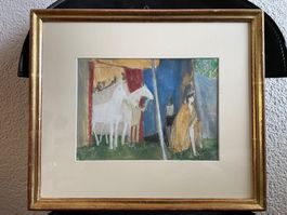 Gouache von Felix Hoffmann - Zirkusszene