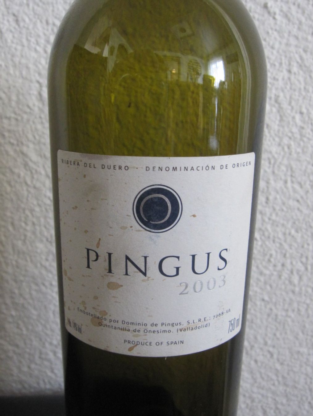 Bicchieri, Caraffe & Bottiglie: Pingus 2003 leere Flasche von Peter Sisseck alias Pingus – Usato da Mauren TG venduto da jokau 1