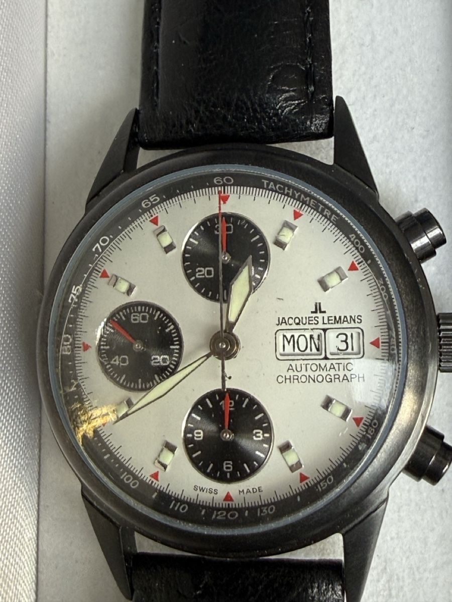 Jacques Lemans Orologi: Jacques Lemans Automatik Chronograph schwarzes Armband – Usato da Wil SG venduto da F-Z-72