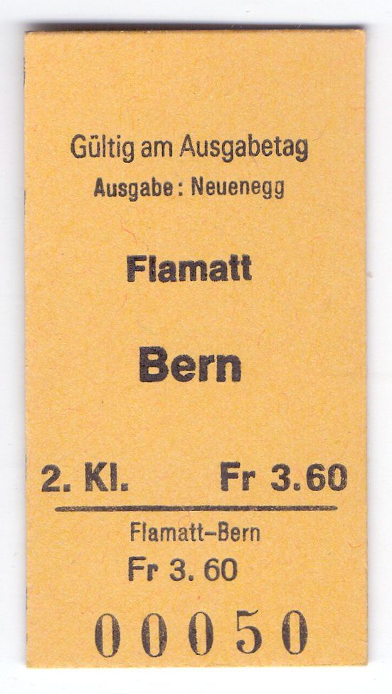 Biglietti: Billette Flamatt - Bern – Usato da Langenthal venduto da Sammlungs_aus