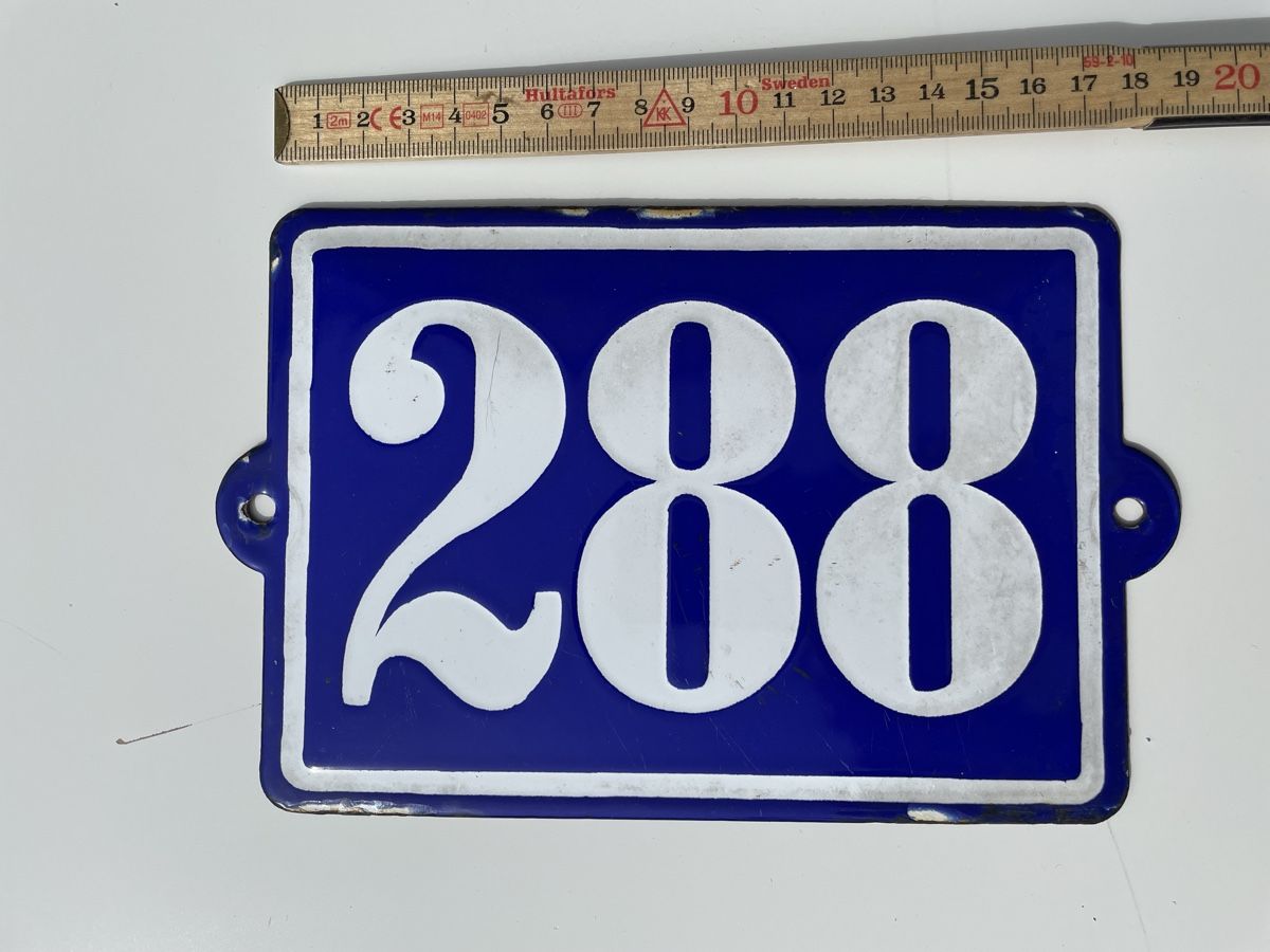 Schilder: Antikes Hausnummer-Schild 288 aus Email – Gebraucht aus Matzendorf von Murbach 2