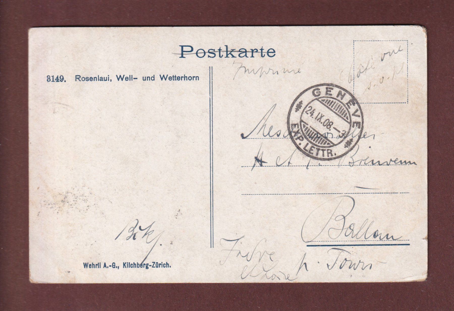 Ansichtskarten: ROSENLAUI - 1908 – Gebraucht aus Pully von nicecards-shop 1