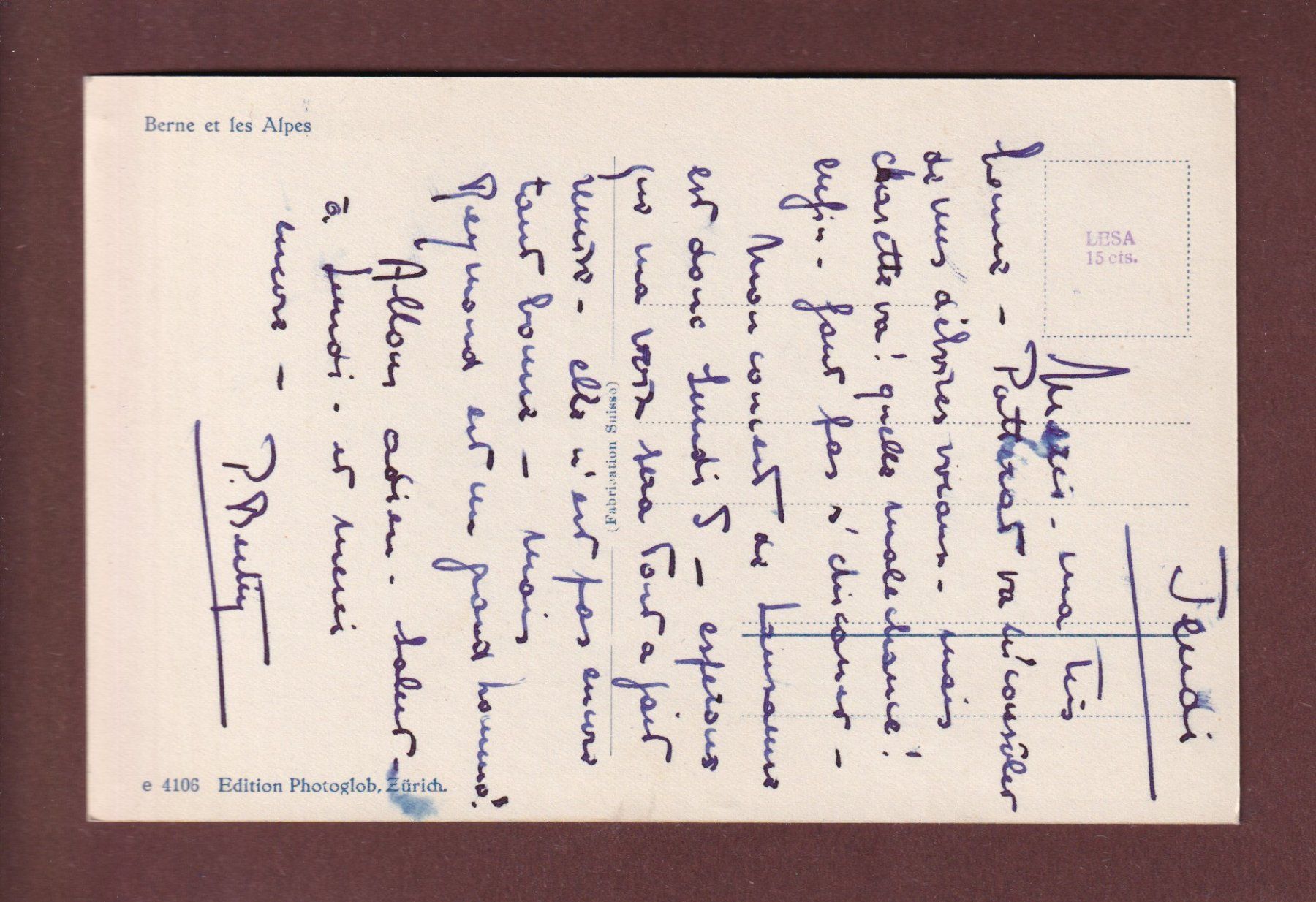Cartoline postali: BERN und die Alpen – Usato da Pully venduto da nicecards-shop 1