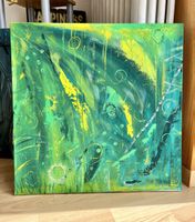 Gemälde „grüne Welt“ auf Leinwand 58x58 abstrakt