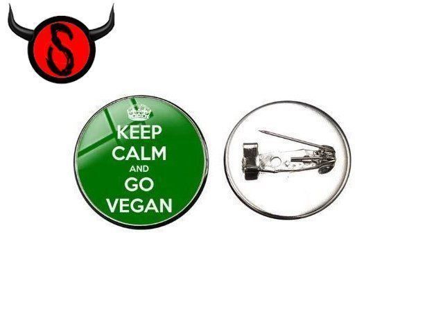 Pins: Pin - KEEP CALM AND GO VEGAN – Neu und originalverpackt aus Buchs SG von Skullep