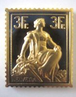 Silberbriefmarke - 3 Fr. Sitzende Helvetia 925er Silber verg