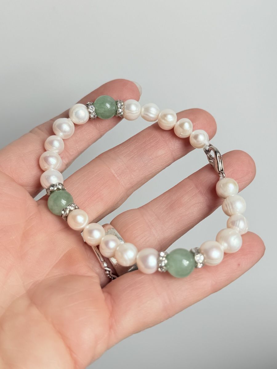 Bracelets: Süsswasserperlen Kette mit Jade NEU – Neuf avec emballage d'origine à Basel par Chili007 1