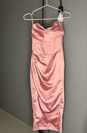 Bardot Pink Satin Corset Dress, Size XS - New with Tags