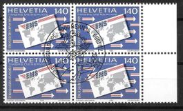 Viererblock UPU (D X) 15 ET Bern 7.3.1989