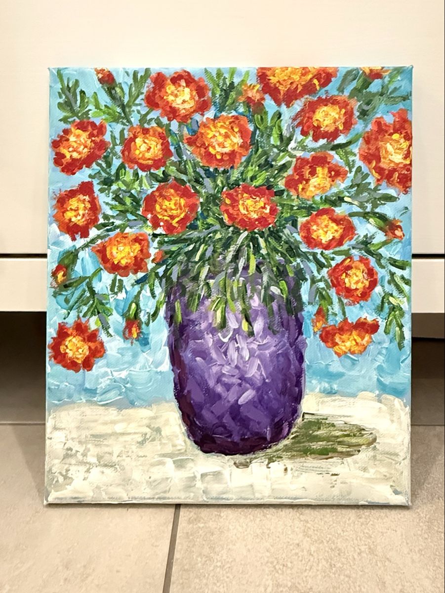 Dipinti: Gemälde auf Leinwand: Blumen. Handgemalt. Stillleben – Nuovo (secondo la descrizione) da Siselen BE venduto da Rolf131 4