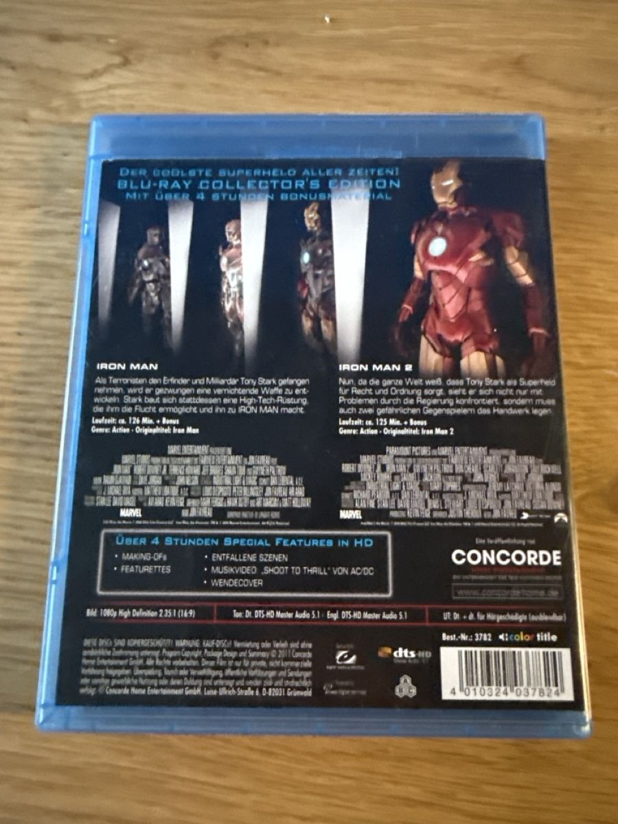 Tutti i DVDs: Iron Man 1 & 2 Collector's Edition Blu-ray-Set  – Usato da Weinfelden venduto da sco_2jx6 1