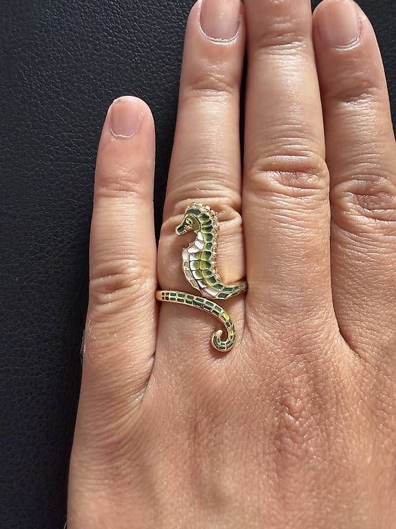 Ringe: 18K vergoldeter Ring mit Seepferd – Gebraucht aus Wittenbach von Lenitalasirena 1