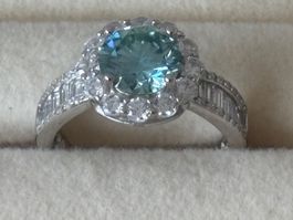 Luxus Elegante Gr.17,5 / 7,5 Ring Solitär  Farbe Silber