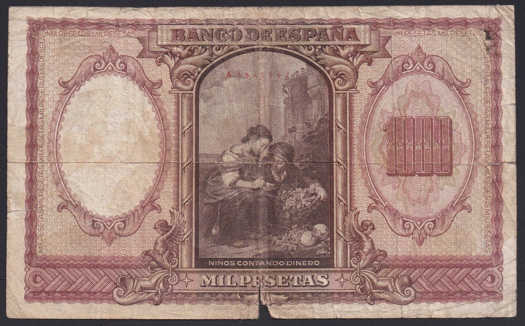Banconote: Spanien 1000 Pesetas 1940 – Usato da Brugg AG venduto da banknoten_muesli 1