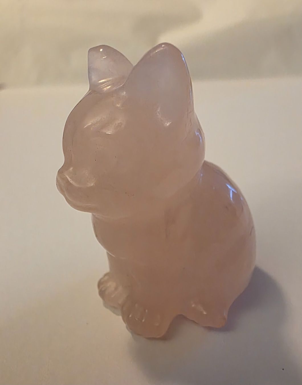 Statuette: Rosenquarz Katze Statue / Figur – Nuovo e nell'imballaggio originale da Menziken venduto da Mirager 2