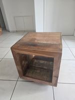 Rollbares Ablageregal/Beistelltisch aus altem Holz - Vintage