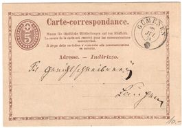 GÜMENEN Zweikreisstempel auf Ganzsachen-Postkarte von 1874