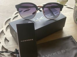 Hawkers Sonnenbrille Schwarz Gold Damen Herren Vintage Look