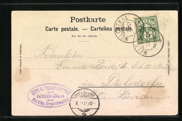 Cartoline postali: AK Melchthal, Sicht über den Ort, 1901 – Usato da Berlin venduto da bartko-reher 1