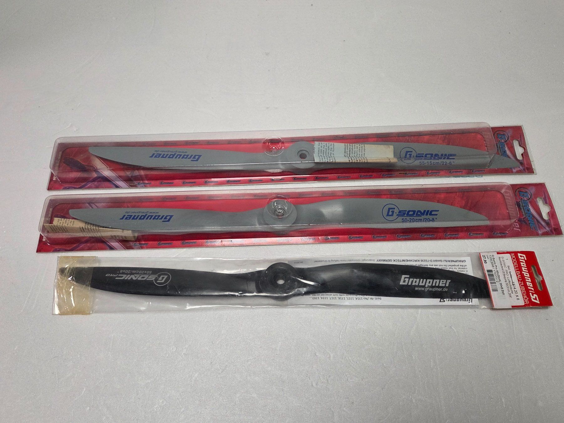 Graupner Modellismo RC: 3 Stück Graupner G-Sonic Propeller Grösse 20 und 22" – Nuovo e nell'imballaggio originale da Hittnau venduto da Sika86