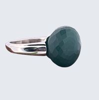Edelstahlring mit grünem Onyx, Gr.59