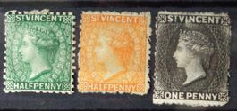 ST VINCENT 1881–1922: 7 Stamps, no Gum (*) and/or Defective