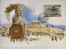 LETTRE AVEC PIECE - GRIECHENLAND - 1984 - MÜNZ-BRIEFE