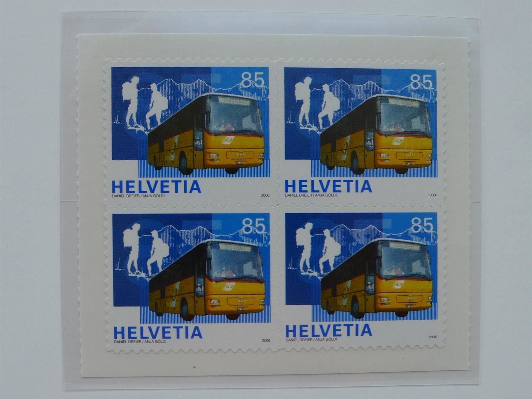 Tutti i francobolli: 2006: HEFT mit Postauto: Viererblöcken postfrisch **. – Usato da Sursee venduto da Luzernerraute 2