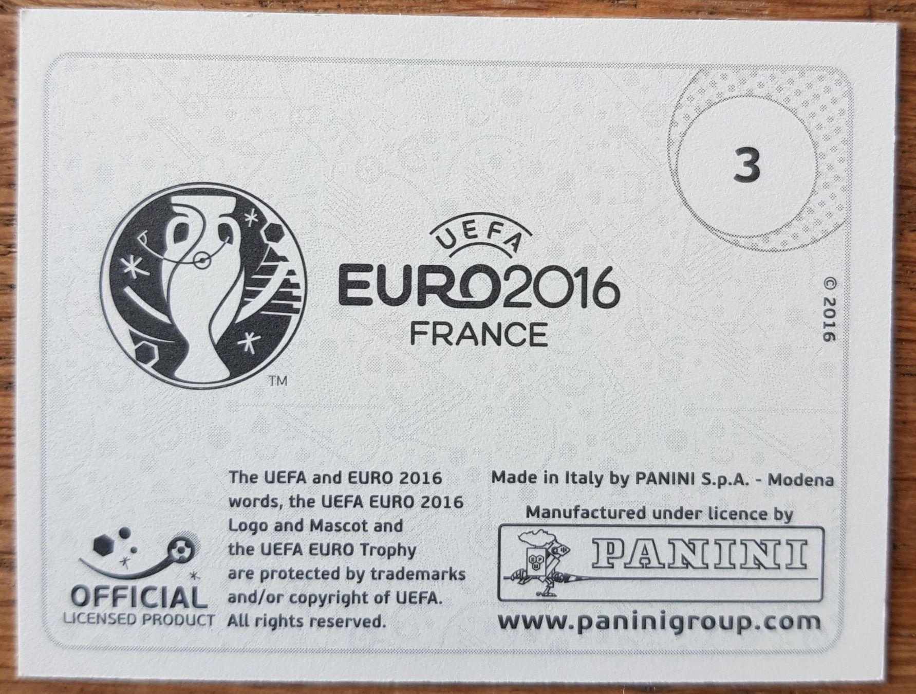 Panini Sammelbilder & Trading cards: UEFA EURO 2016 DIE NR. 3 – Neu (gemäss Beschreibung) aus Koppigen von Jsimsala 1