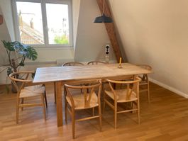 Esstisch ausziehbar Kernbuche massiv, skandinavisches Design