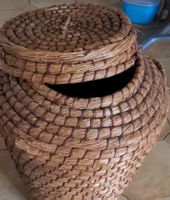 Panier osier tressé avec couvercle occasion