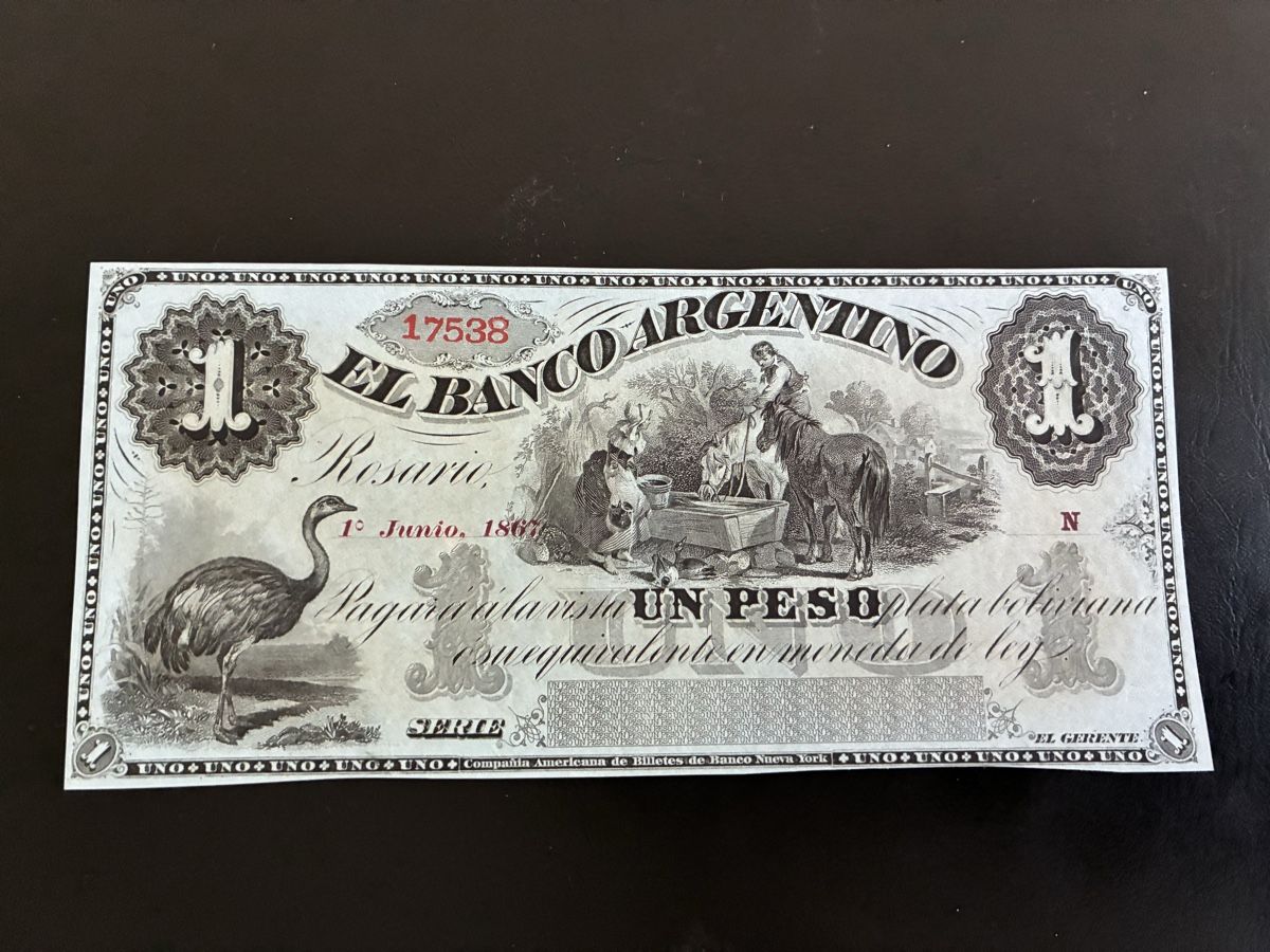 Banconote: 1 peso 1867 bankfrisch  – Nuovo (secondo la descrizione) da Dällikon venduto da Woldbanknoten 1