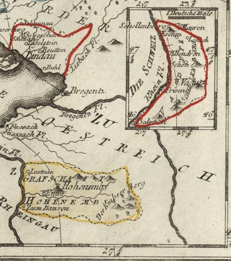 Cartine & Atlanti: Bodensee Liechtenstein  Reilly 1790 – Usato da Rafz venduto da Helvet32 2