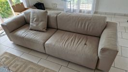 Echtleder Sofa hellgrau (mit Flecken)