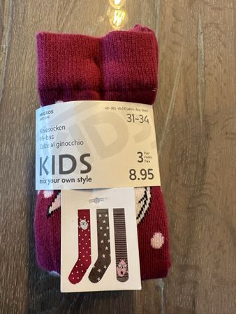 3 Paar Kniesocken, Migros, Gr. 31-34, Neu!