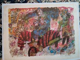 Tobiasse Théo Lithographie sur la route des jongleurs 1985