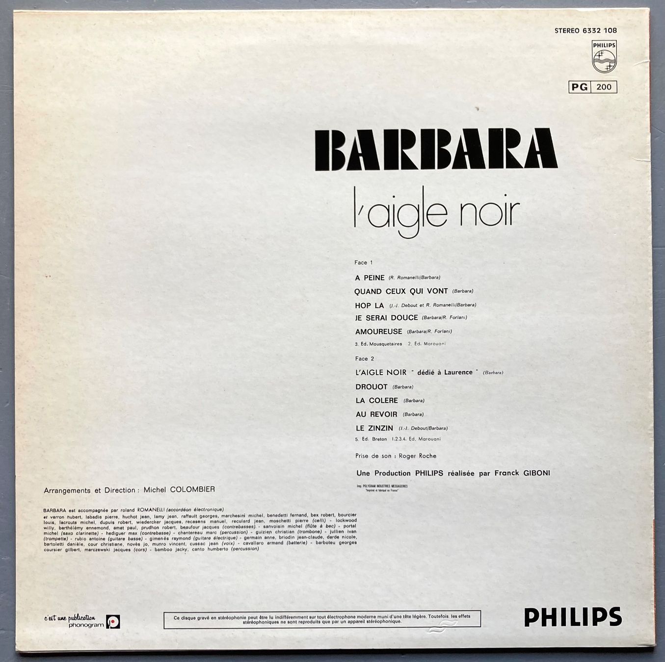 Dischi in vinile: BARBARA - L'AIGLE NOIR – Usato da Poliez-Pittet venduto da Newtown-Records 1