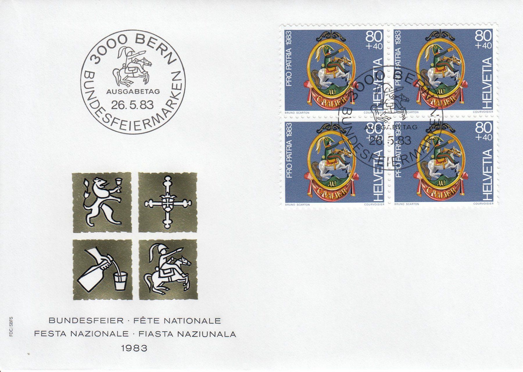 Tutti i francobolli: 1983 Pro Patria 4 FDC Viererblock – Usato da Spreitenbach venduto da Mustang_1105 3