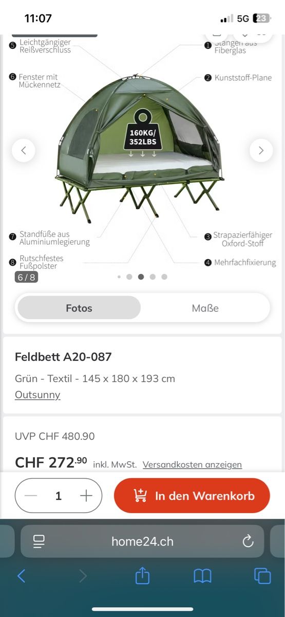 Sedie a sdraio: Karpfenliege mit Überzelt – Nuovo e nell'imballaggio originale da Rheinfelden venduto da fab_f5sz 1