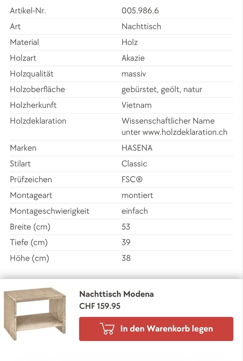 Hasena Comodini: Nachttisch Hasena – Usato da Beromünster venduto da plantie 1