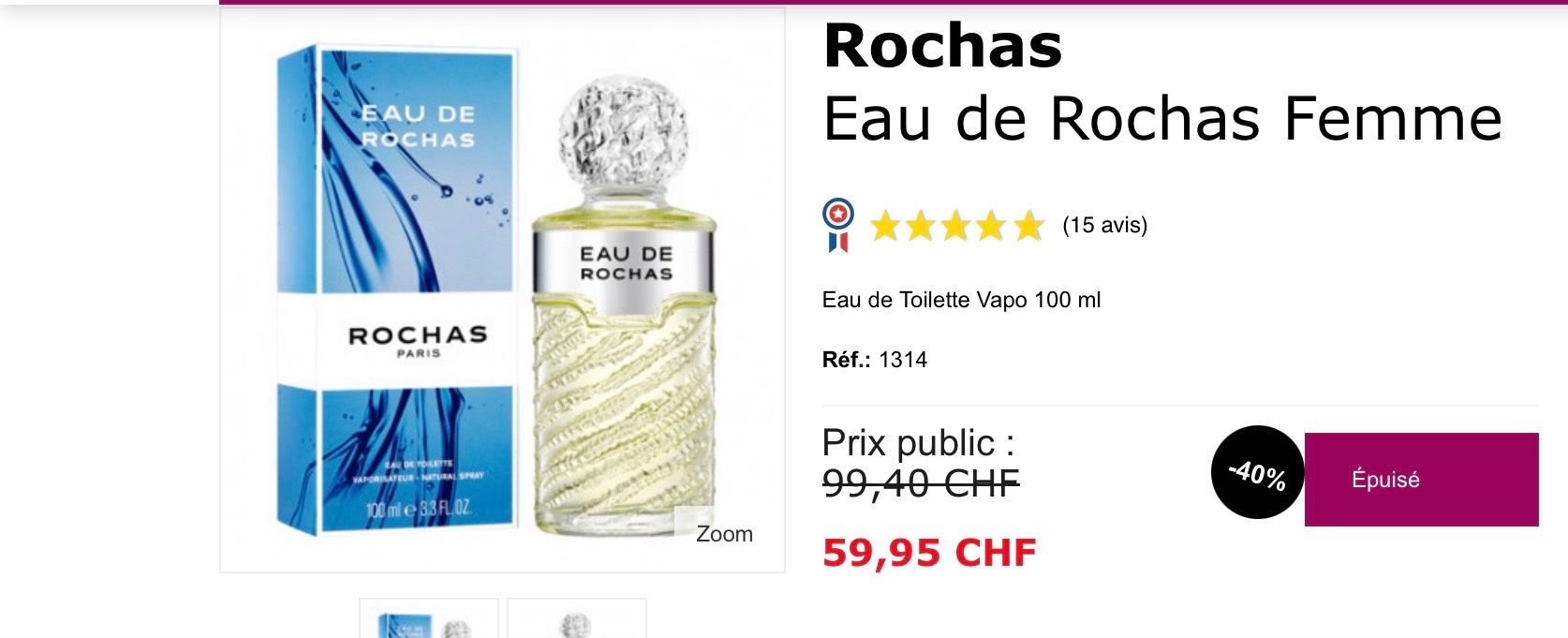 Rochas Profumi & Eau de Toilette: Parfum Eau de Rochas neuf sans boîte – Nuovo (secondo la descrizione) da Genève venduto da Mazelyne 4