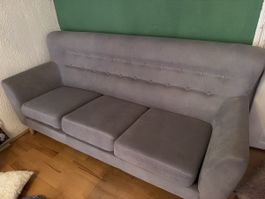 Sofa 3-Sitzer grau Stoff guter Zustand