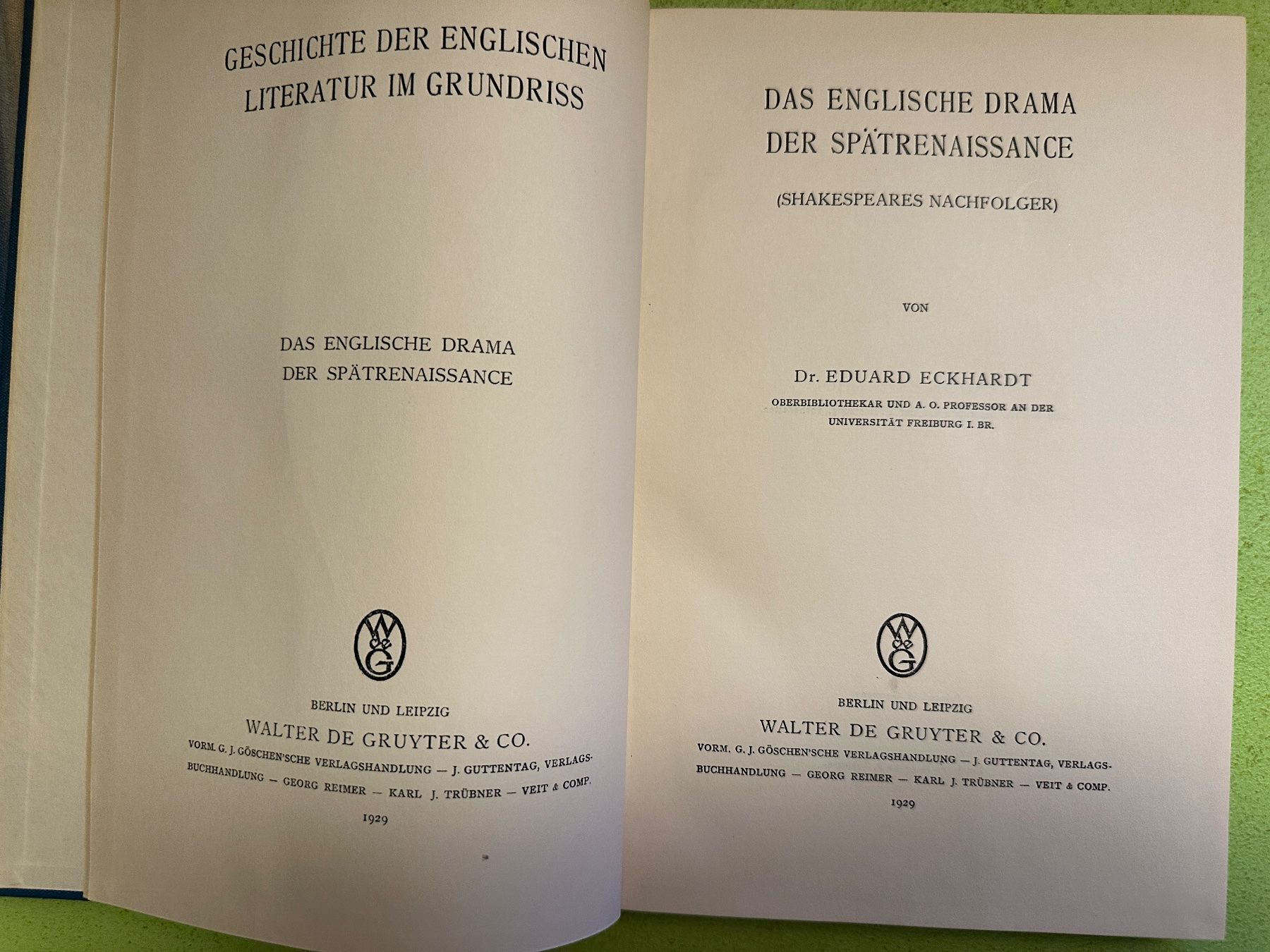 Bücher: Eduard Eckhardt: Das englische Drama 2 Bde. – Gebraucht aus Zürich von allp 5