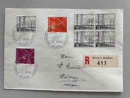 1952 ET-Brief mit zusatzfrankatur 4er Block 3Rp.