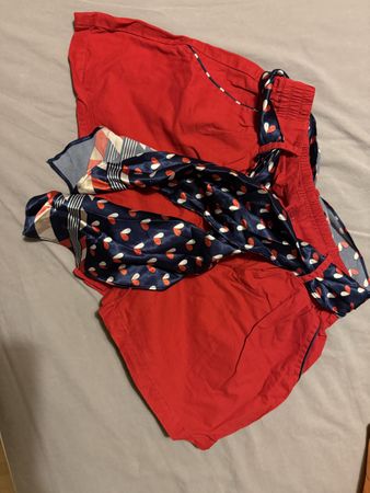 Red Summer Shorts with Scarf Belt. Cute!