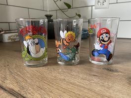 Lot 3 Verres à moutarde Maya l'Abeille, Tex Avery, Mario 64